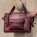 Personalized Leather Custom Work Laptop Tote Bag - Burgundy