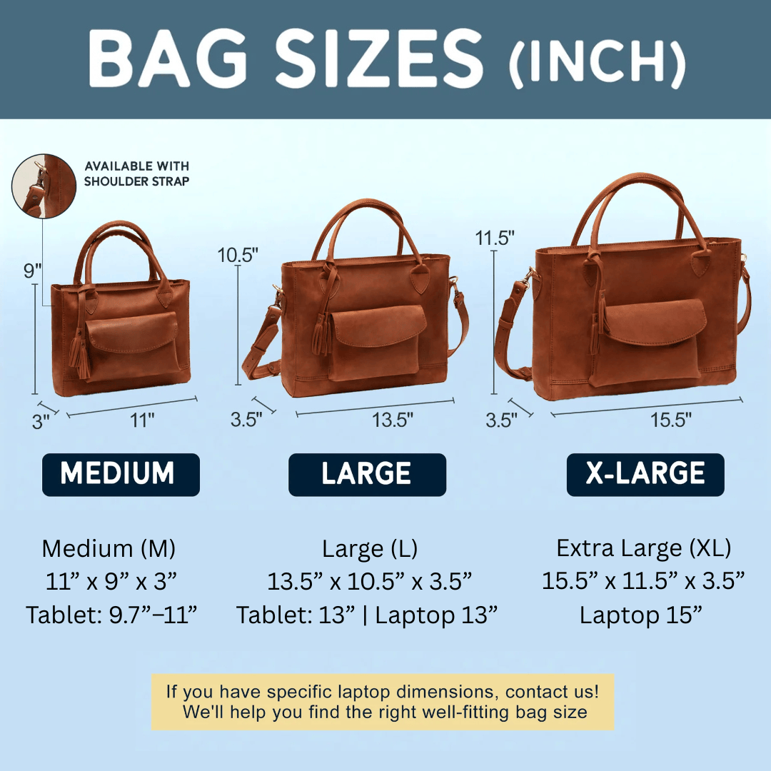 Personalized Leather Custom Work Laptop Tote Bag - Camel