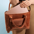 Personalized Leather Custom Work Laptop Tote Bag - Copper
