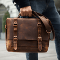 Personalized Full Grain Leather Bag Briefcase Crossbody - Dakota