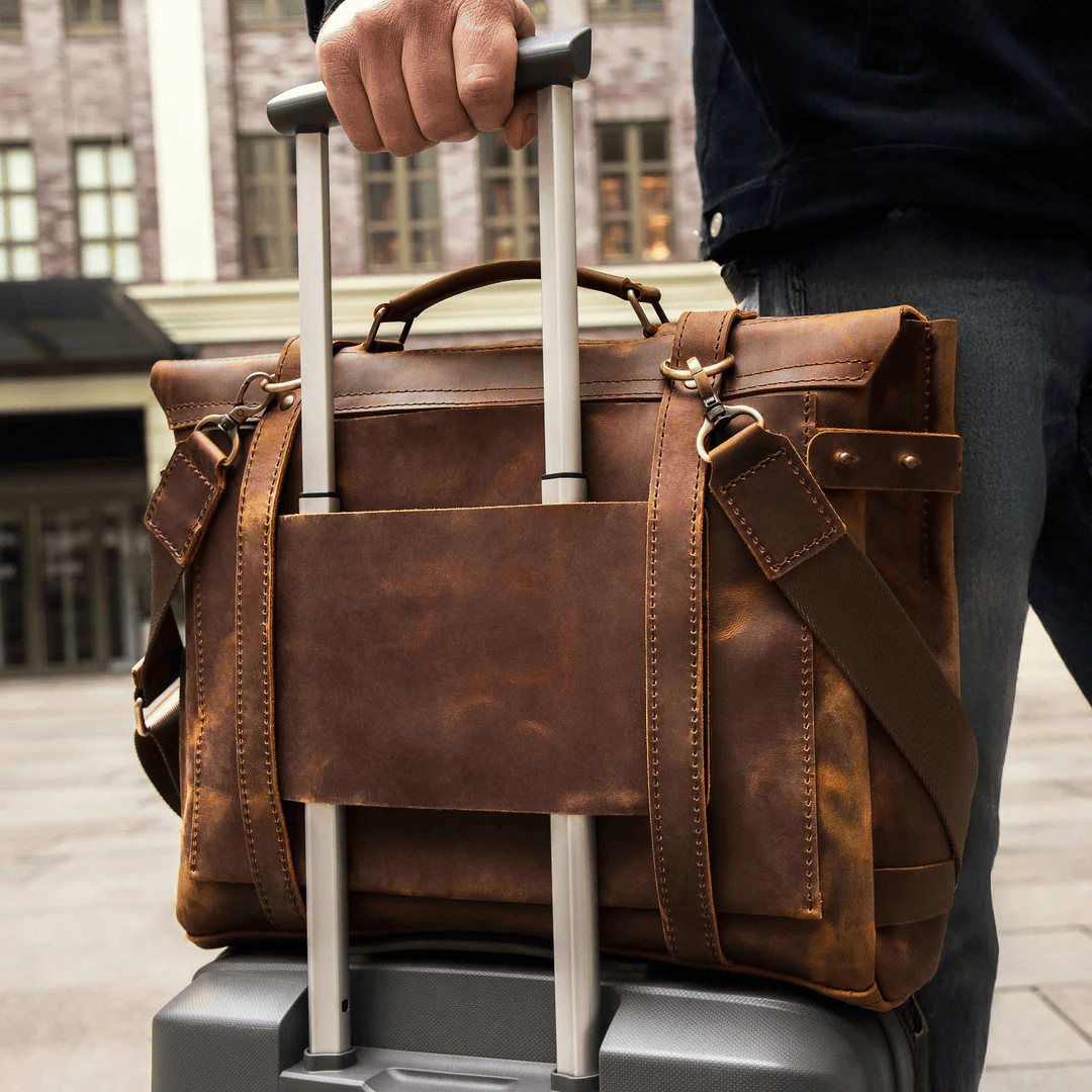 Personalized Full Grain Leather Bag Briefcase Crossbody - Dakota