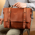 Personalized Full Grain Leather Bag Briefcase Crossbody - Copper
