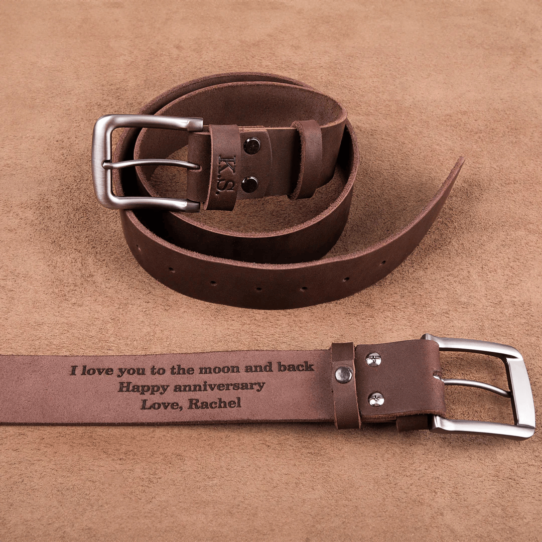 Personalized Engraved Men Luxury Genuine Leather Belt - Brown