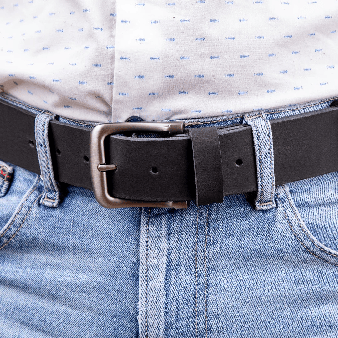 Personalized Engraved Men Luxury Genuine Leather Belt - Black