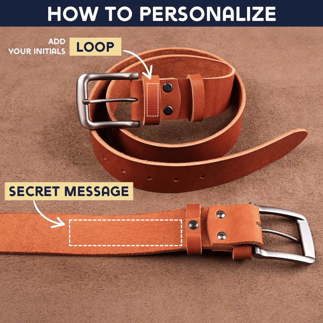 Personalized Engraved Men Luxury Genuine Leather Belt - Black