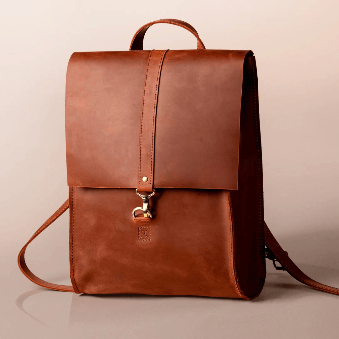 Personalized Top Grain Genuine Leather Backpack Travel Bag - Copper