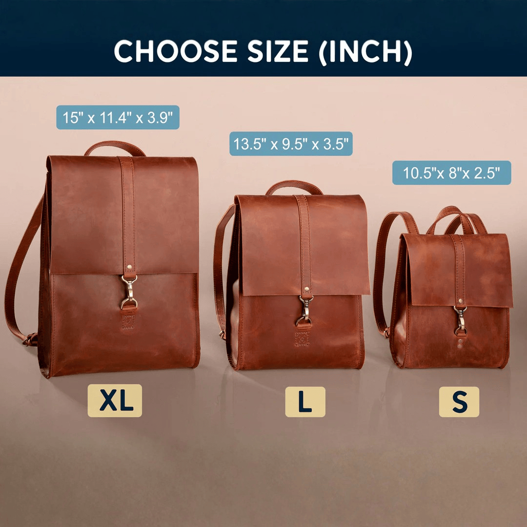Personalized Top Grain Genuine Leather Backpack Travel Bag - Brown