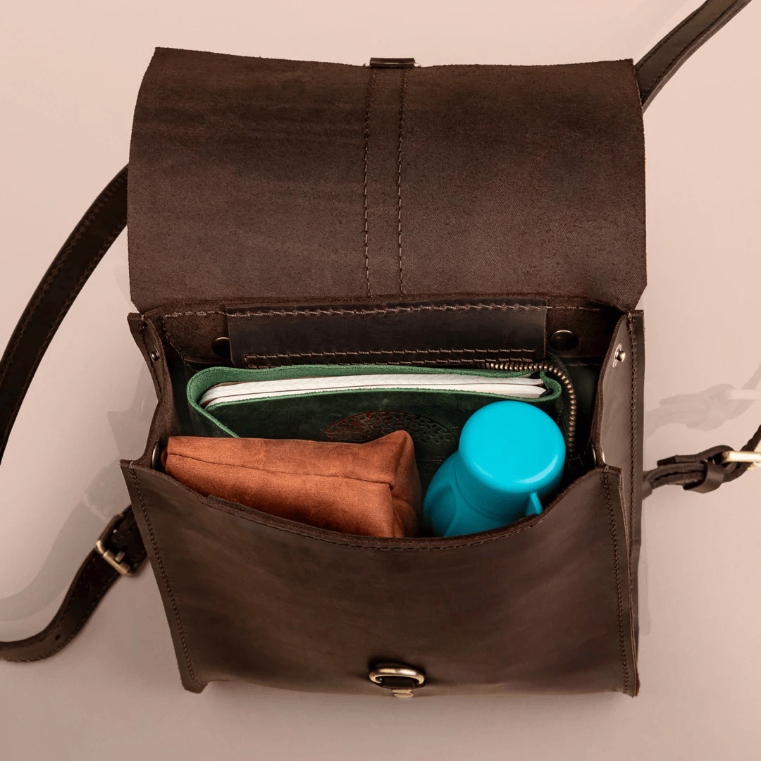 Personalized Top Grain Genuine Leather Backpack Travel Bag - Brown