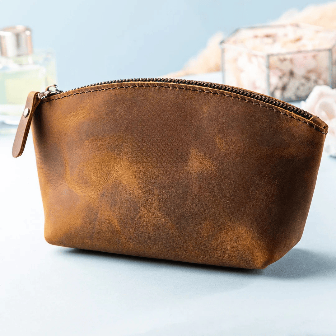 Personalized Leather Toiletry Bag Cosmetic Makeup Organizer - Dakota