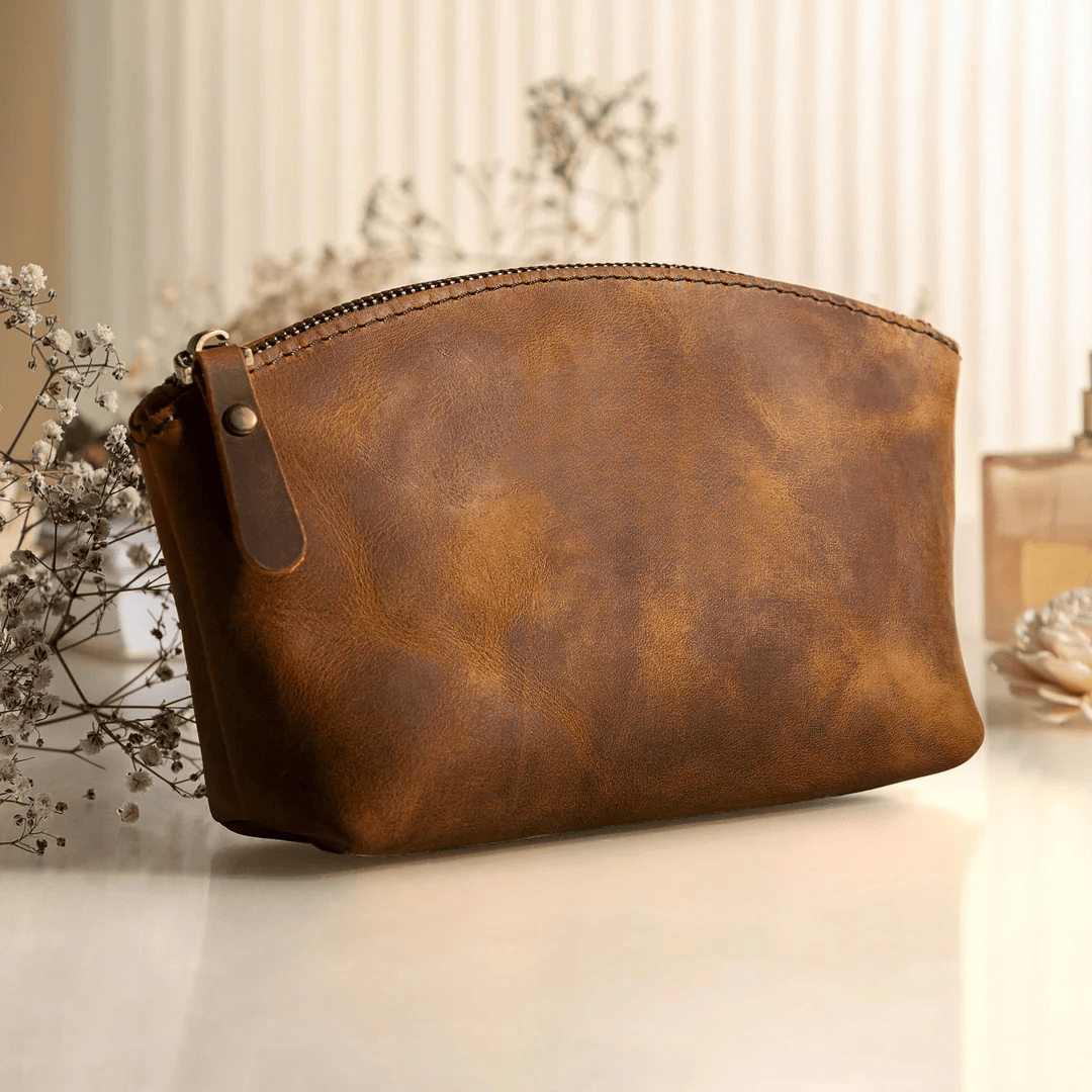 Personalized Leather Toiletry Bag Cosmetic Makeup Organizer - Dakota