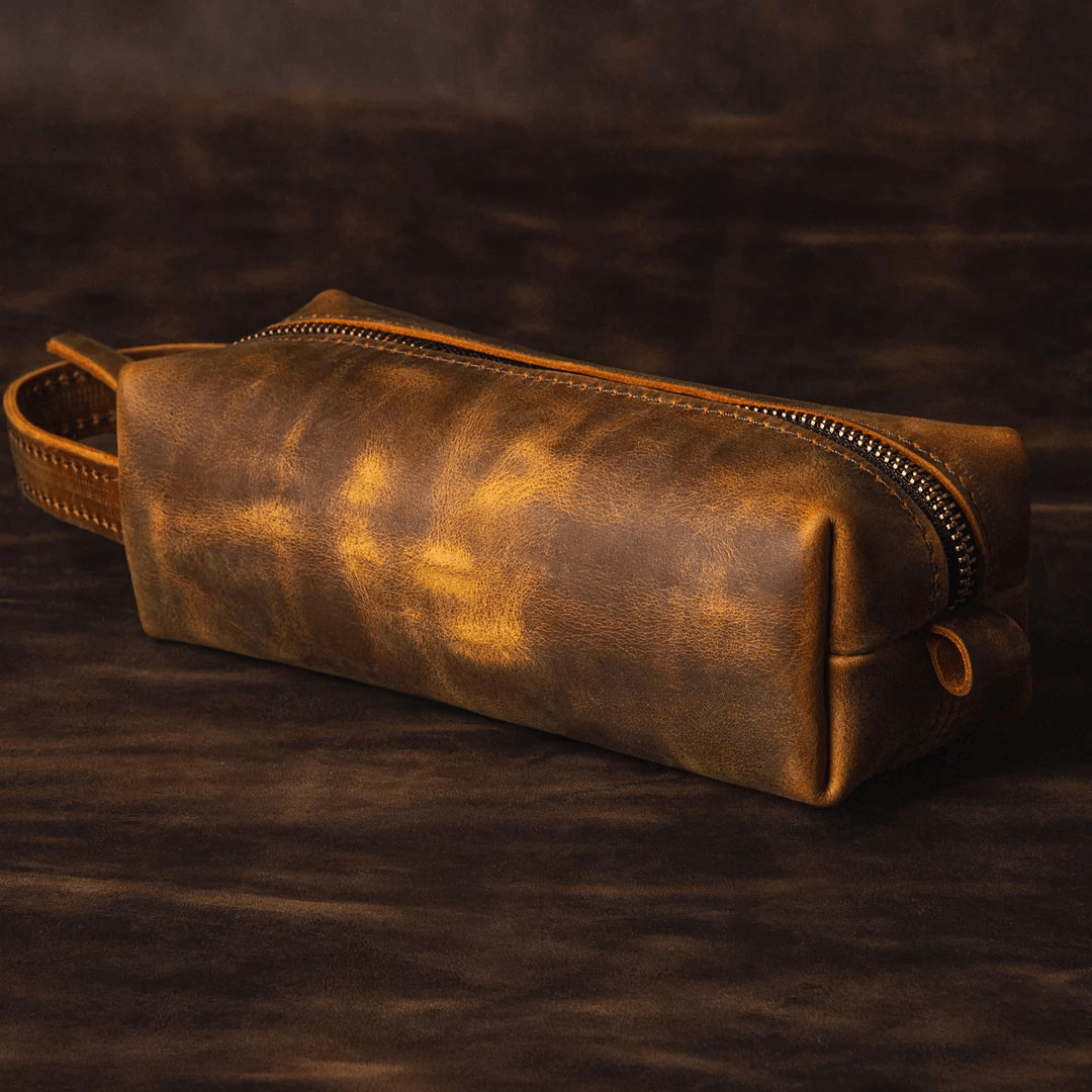 Personalized Toiletry Bag Premium Top Grain Leather Dopp Kit - Dakota