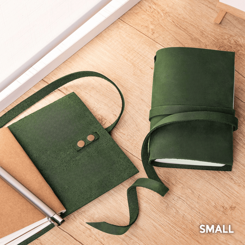 Personalized Leather Journal Custom Refillable Writing Notebook - Green