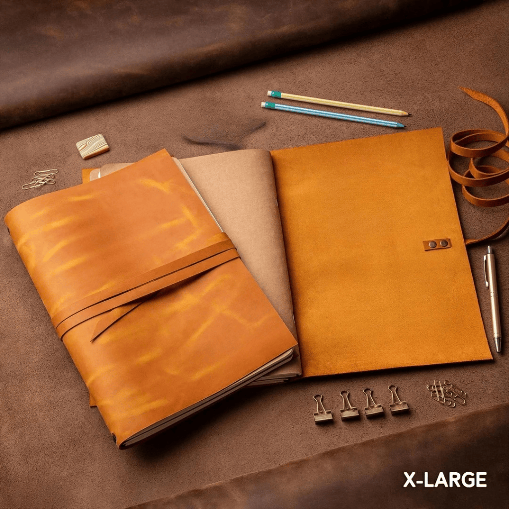 Personalized Leather Journal Custom Refillable Writing Notebook - Yellow