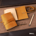 Personalized Leather Journal Custom Refillable Writing Notebook - Yellow